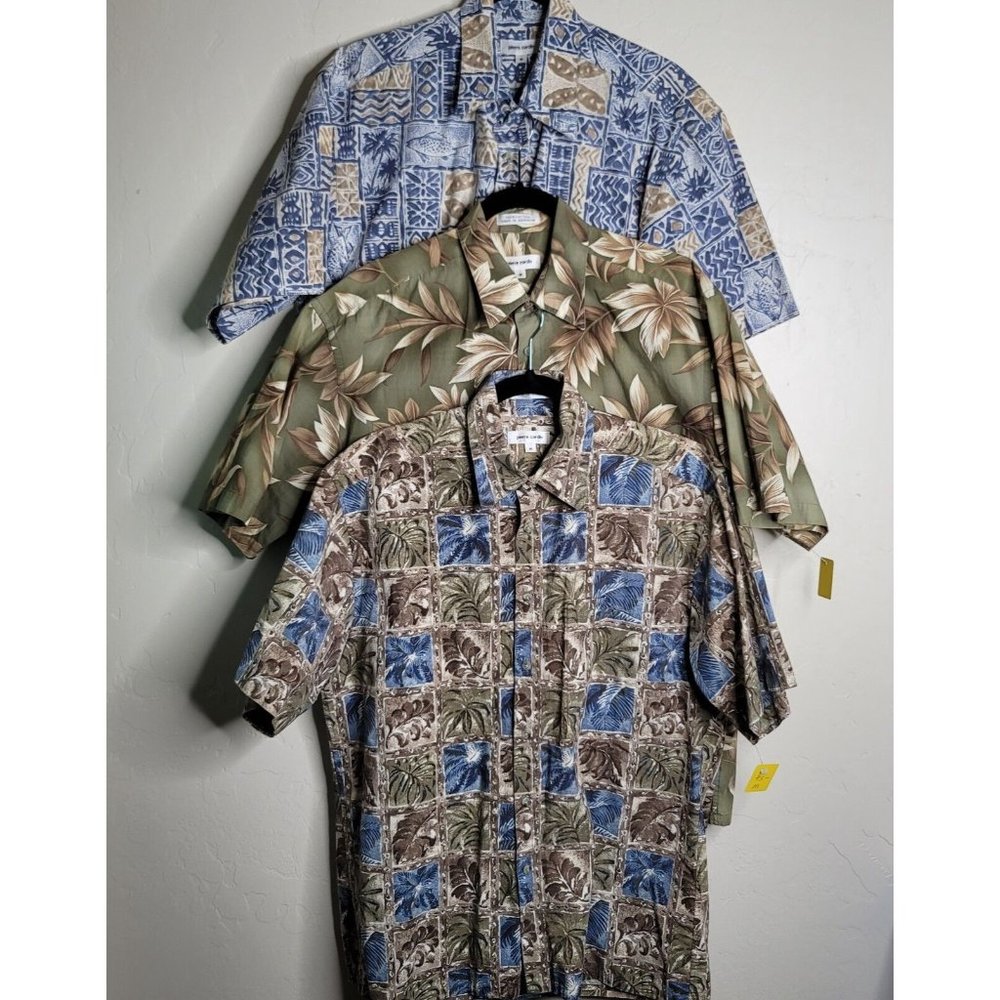 Pierre Cardin Vintage Floral Hawaiian Lot of 3 Cotton Shirts Men's Medium Tapas